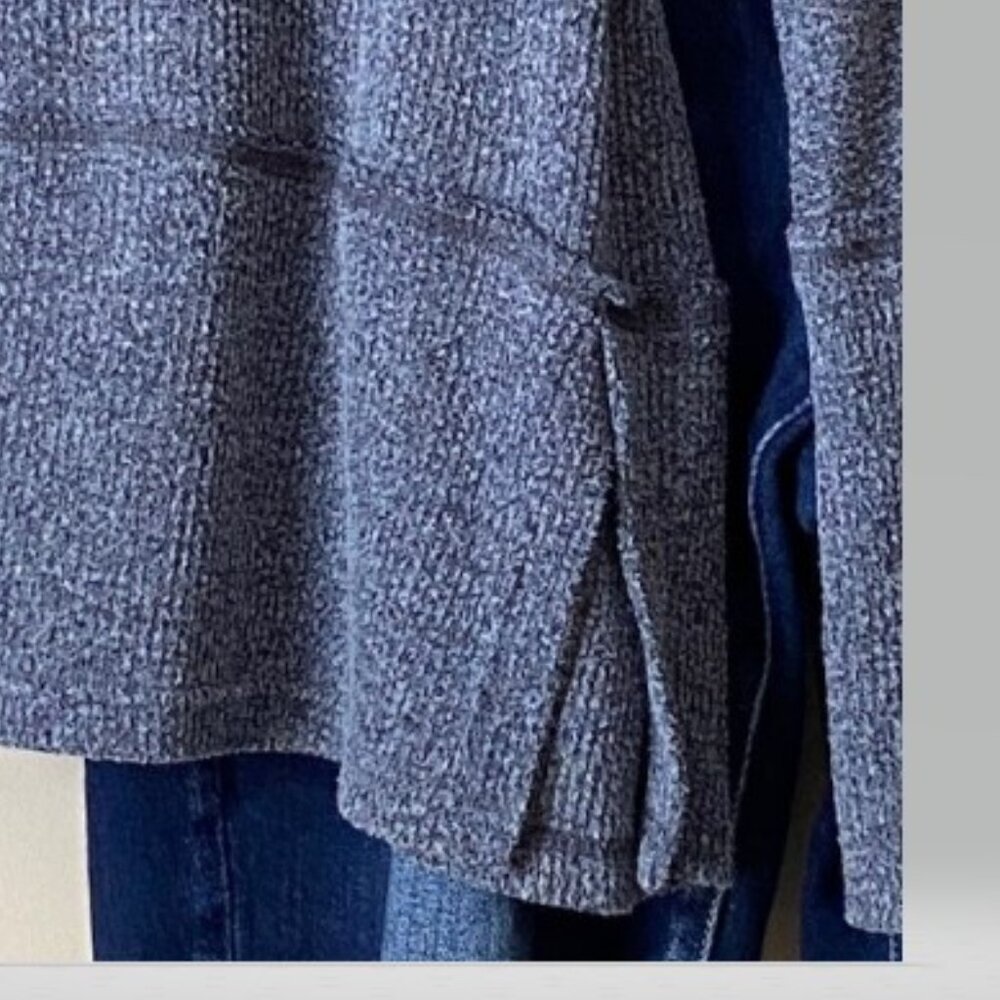 Blue Long Sleeve Tunic With Thumb Holes View 2